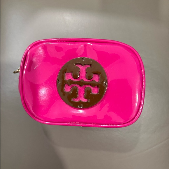 Tory Burch Handbags - Tory Burch Neon Pink Patent Logo Cosmetic Case